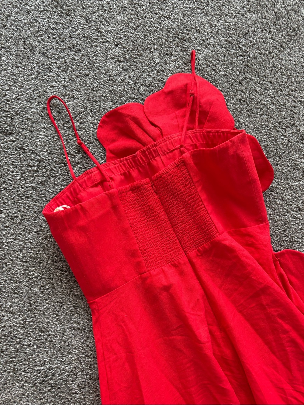 Farm Rio Red Garden Linen Flower Appliqué 3D Dress Size Small - Picture 6 of 6